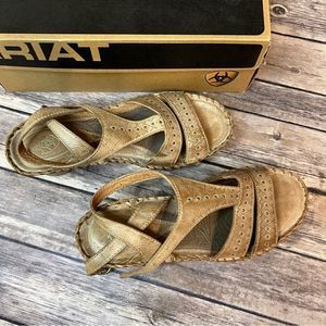 NIB Ariat Leather Sandals, with wedge heels, size 6.5